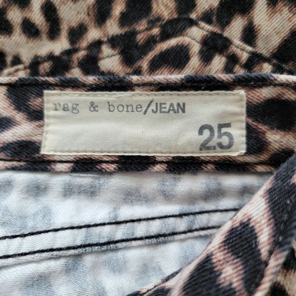 Rag & Bone Rolled Cuff Snow Leopard Print Jean Shorts - Picture 13 of 16